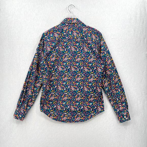 MOODS OF NORWAY Arne Vik Button Up Shirt Men M Blue Retro Floral Cotton Slim Fit - Picture 3 of 12